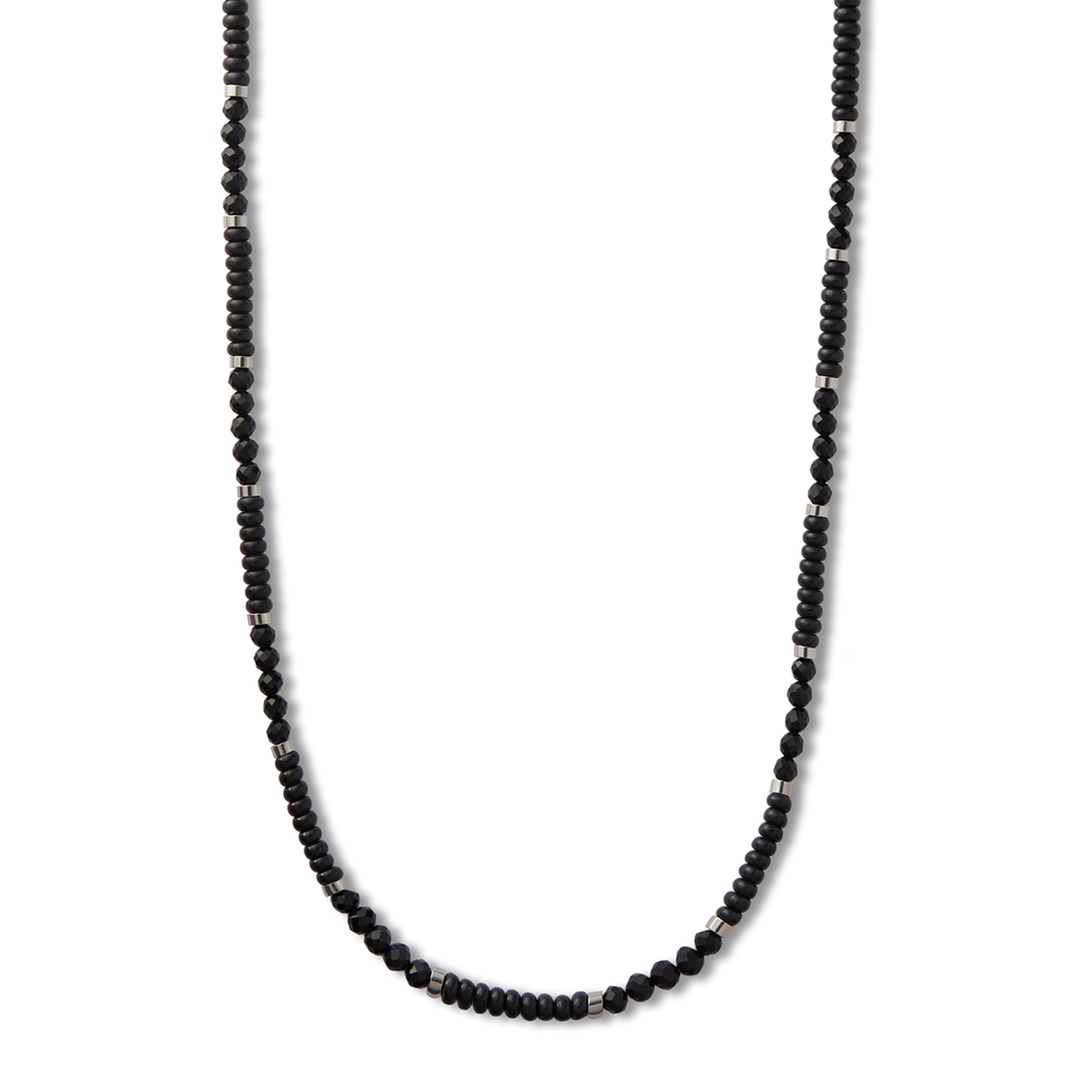 Black Agate Beaded Necklace - Orelia London