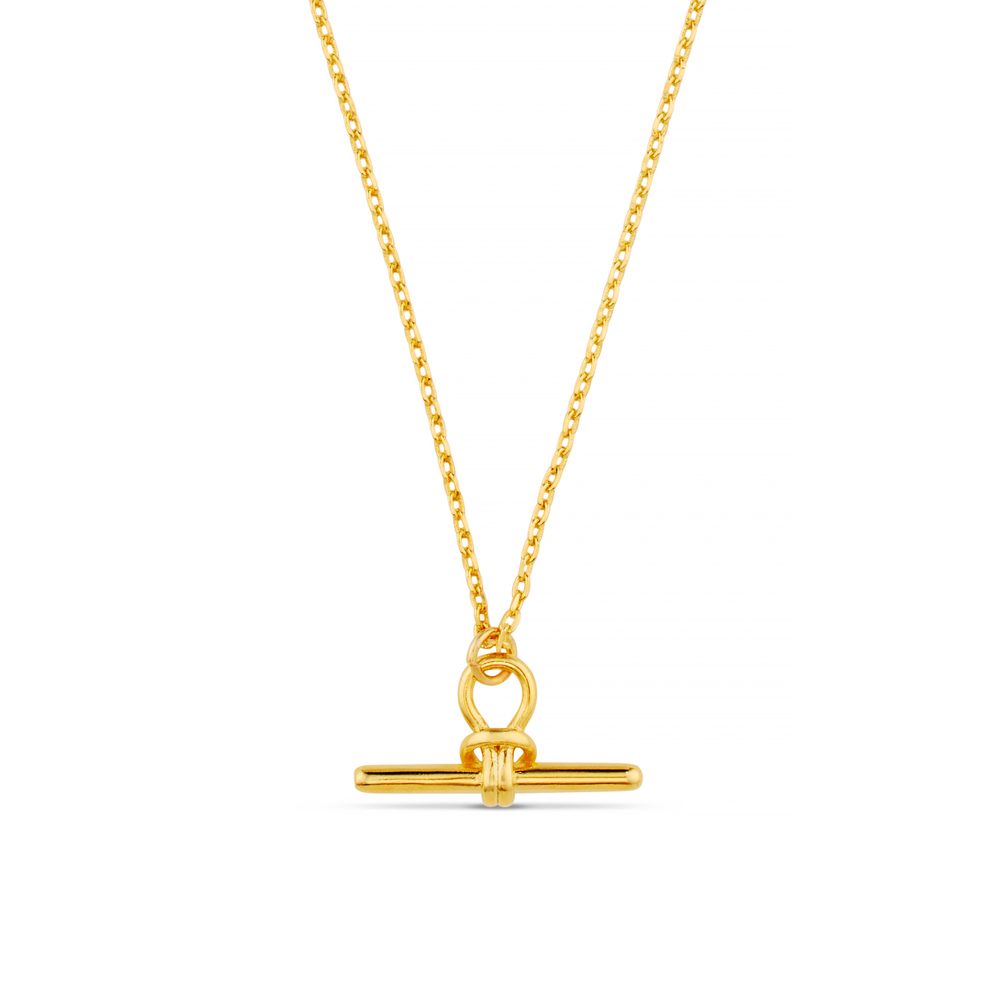 Dainty T-Bar Knot Necklace - Gold