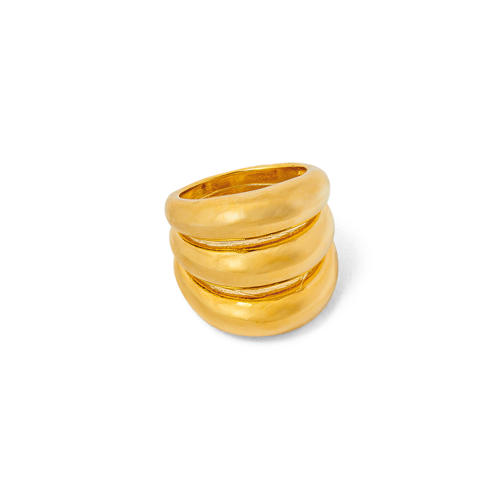 Polished Triple Domed Ring - Gold - Orelia London