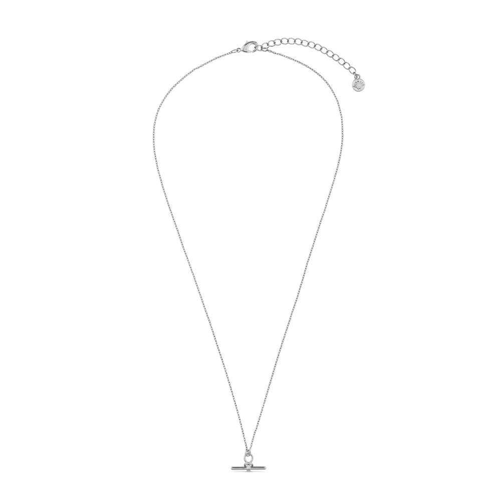 Dainty T-Bar Knot Necklace - Silver