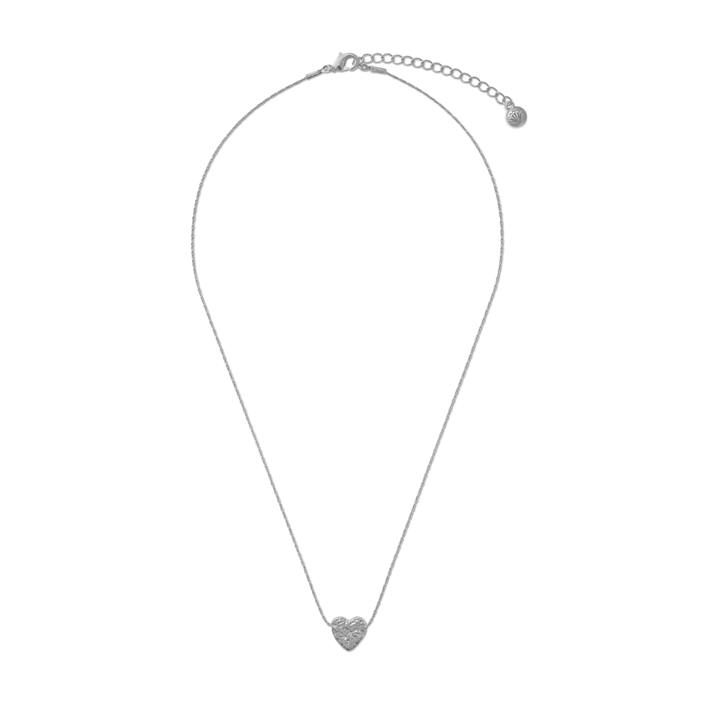 Molten Thread Through Heart Collar Necklace - Silver