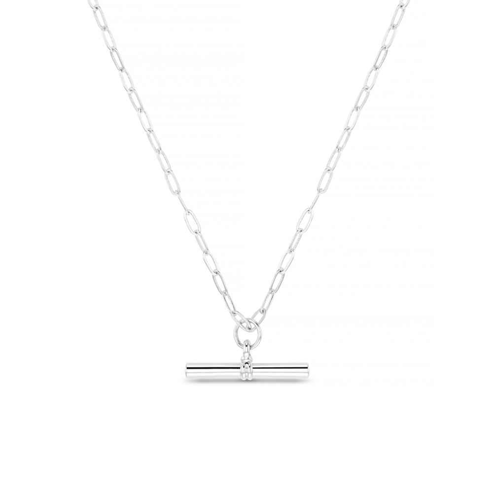 Chunky T-Bar Mid Length Necklace - Silver