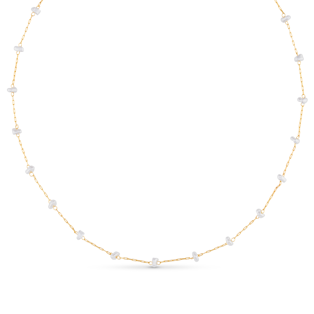 Pearl Stationed Chain Necklace - Orelia London