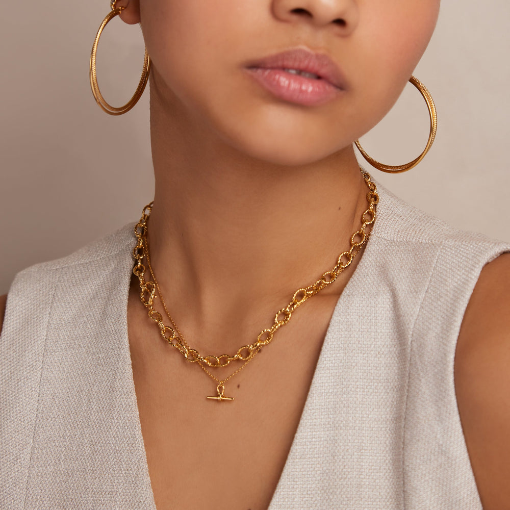 Dainty T-Bar Knot Necklace - Gold - Orelia London