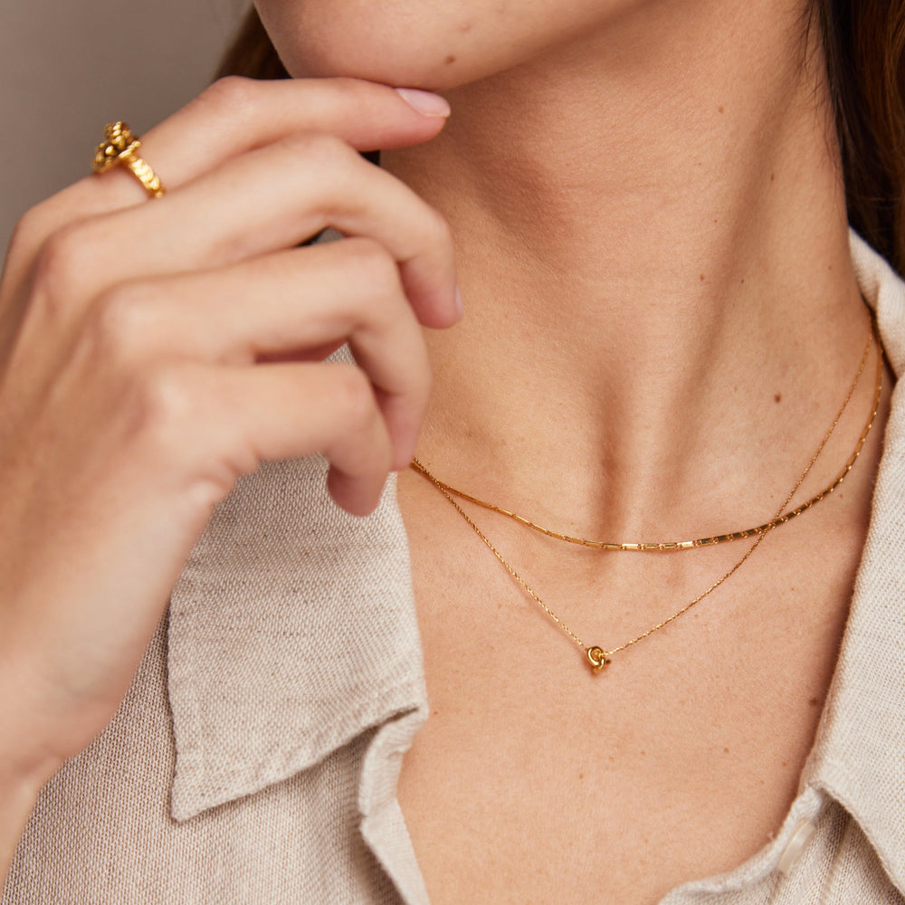 Mini Knot Fine Collar Necklace - Gold - Orelia London
