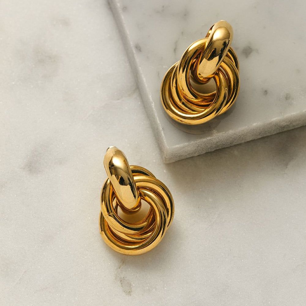 Statement Interlocking Earrings - Gold - Orelia London