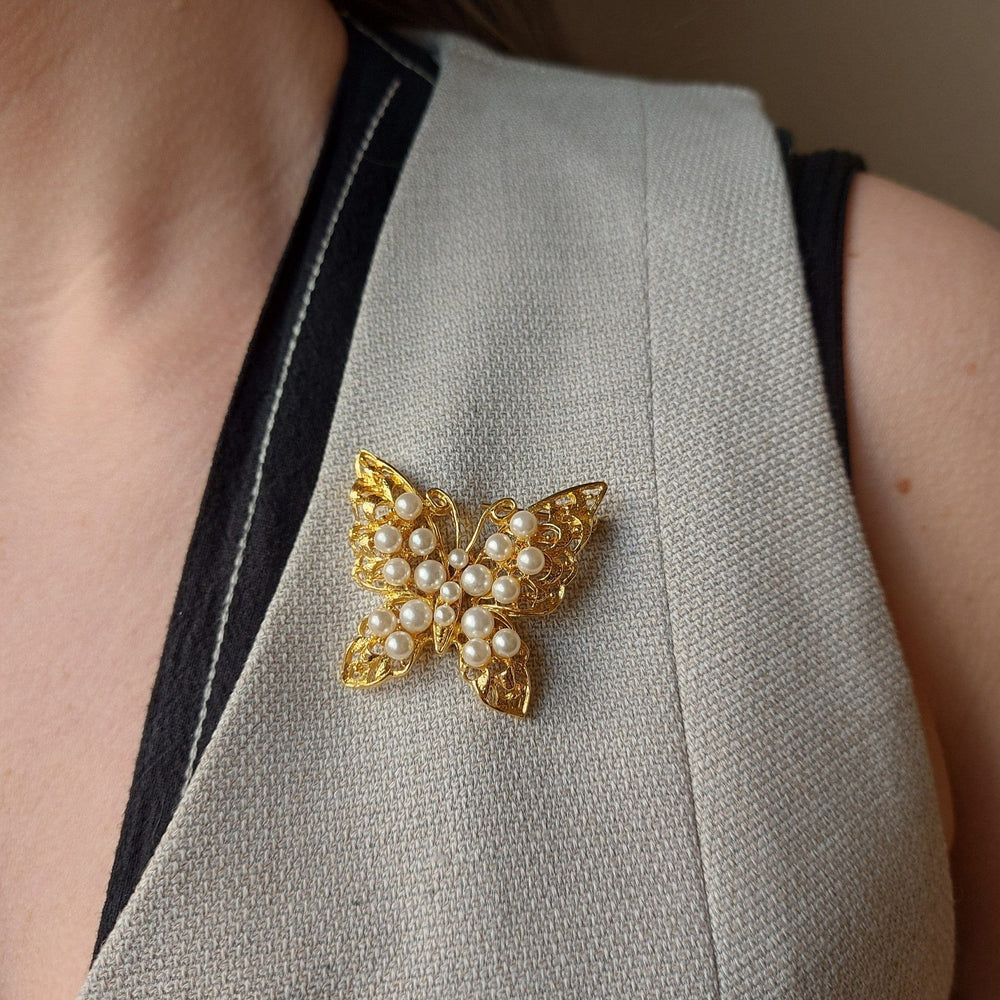 Accessories Other Default Vintage Butterfly Pearl Brooch Orelia Jewellery