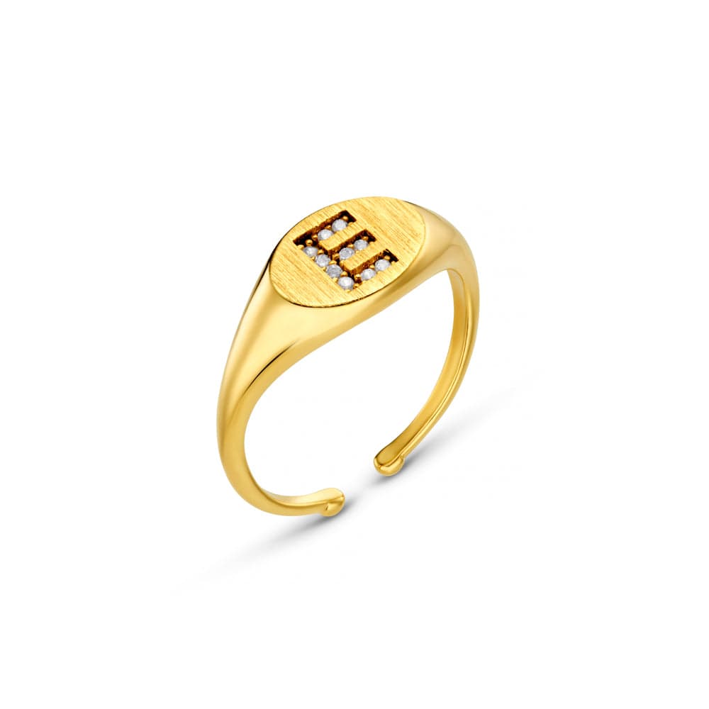 Adjustable Ring Default E Pavé Initial Adjustable Signet Ring Orelia Jewellery