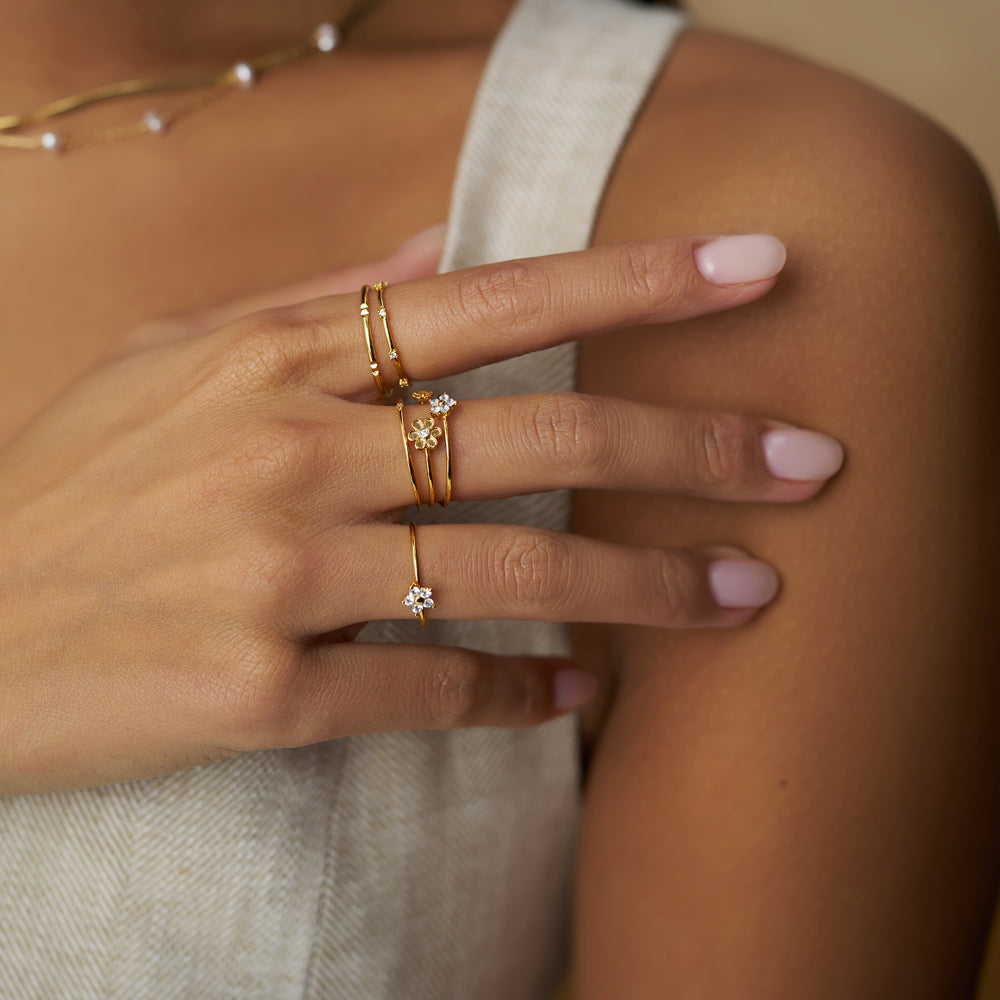 Adjustable Ring ONE Floral Open Caged Adjustable Ring Orelia Jewellery