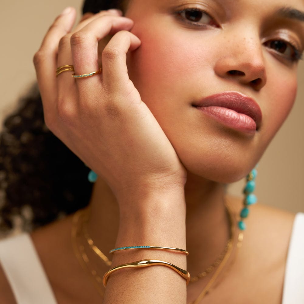 Bangle Default Fine Turquoise Pavé Open Bangle Orelia Jewellery