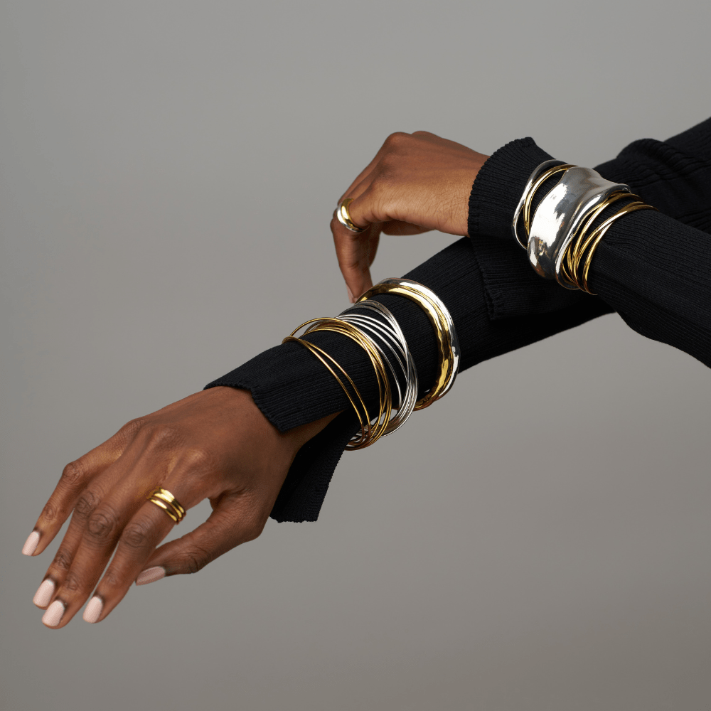 Bangle Fine Multi Interlocking Bangles - Silver Orelia Jewellery