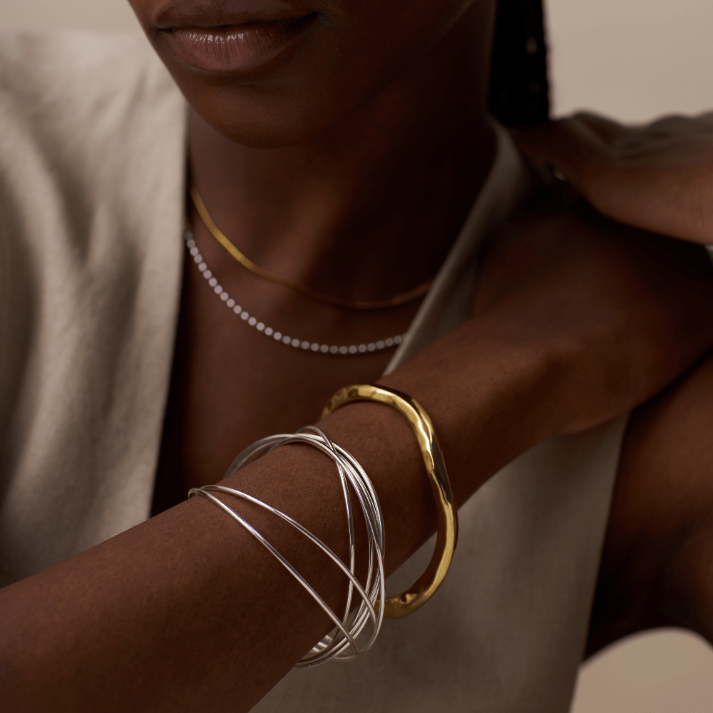 Bangle Fine Multi Interlocking Bangles - Silver Orelia Jewellery