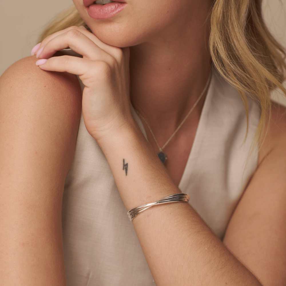 Bangle Interlocking Open Bangle Silver Orelia Jewellery