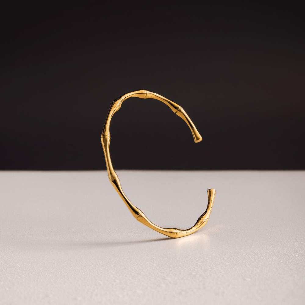 Bangle LUXE Polished Bamboo Open Bangle Orelia Jewellery