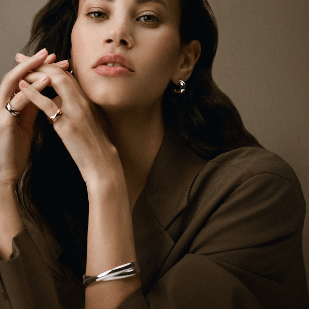 Bangle LUXE Polished Cross Bangle - Silver Orelia Jewellery