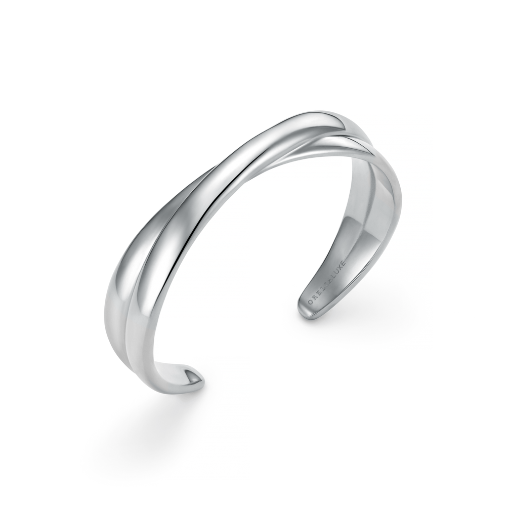 Bangle LUXE Polished Cross Bangle - Silver Orelia Jewellery