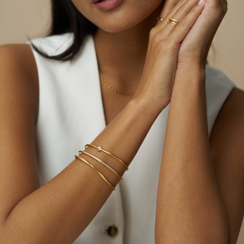 Bangle ONE Fine Crystal & Wave Wrist Stacking Set Orelia Jewellery