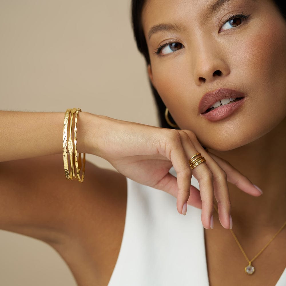 Bangle ONE Mixed Textured Wrist Stacking Set Orelia Jewellery