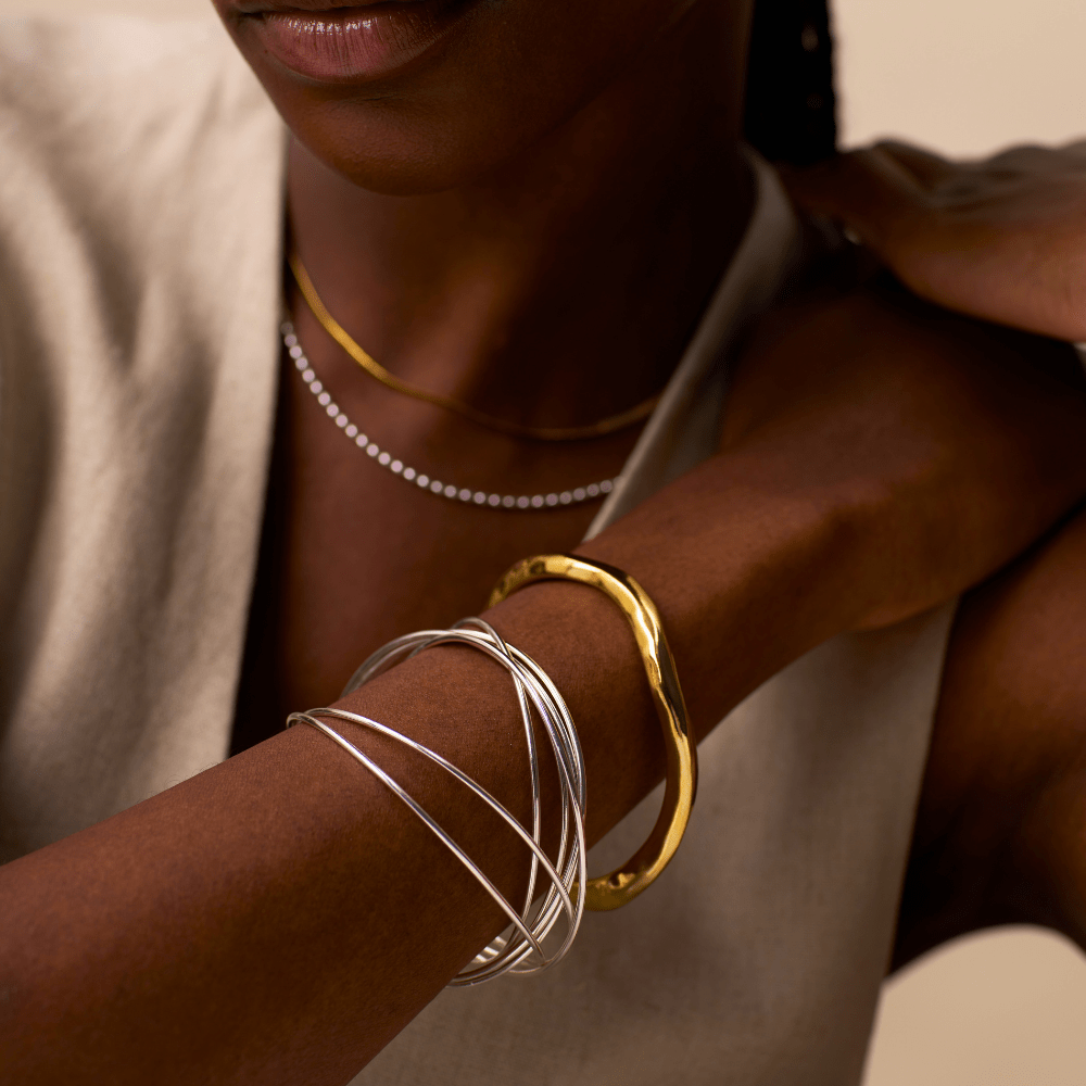 Bangle Polished Hammered Bangle Orelia Jewellery