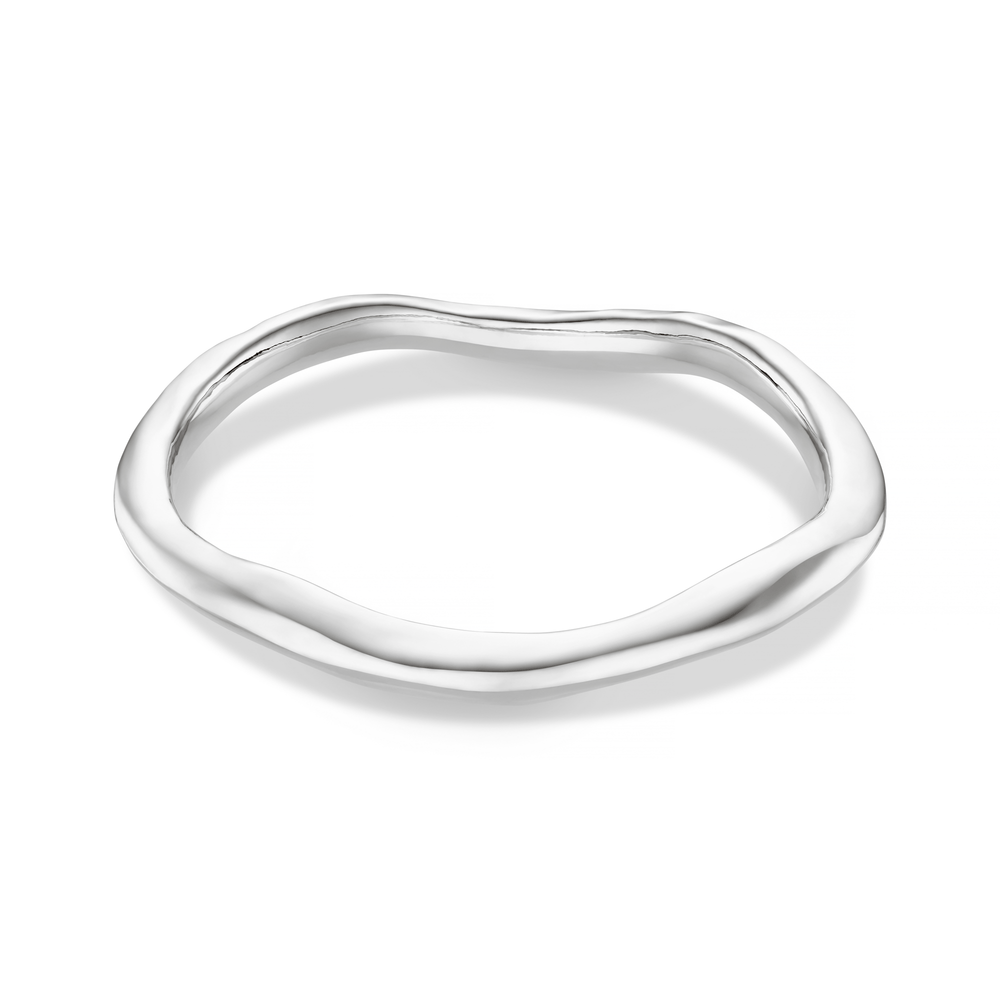 Bangle Polished Hammered Bangle - Silver Orelia Jewellery