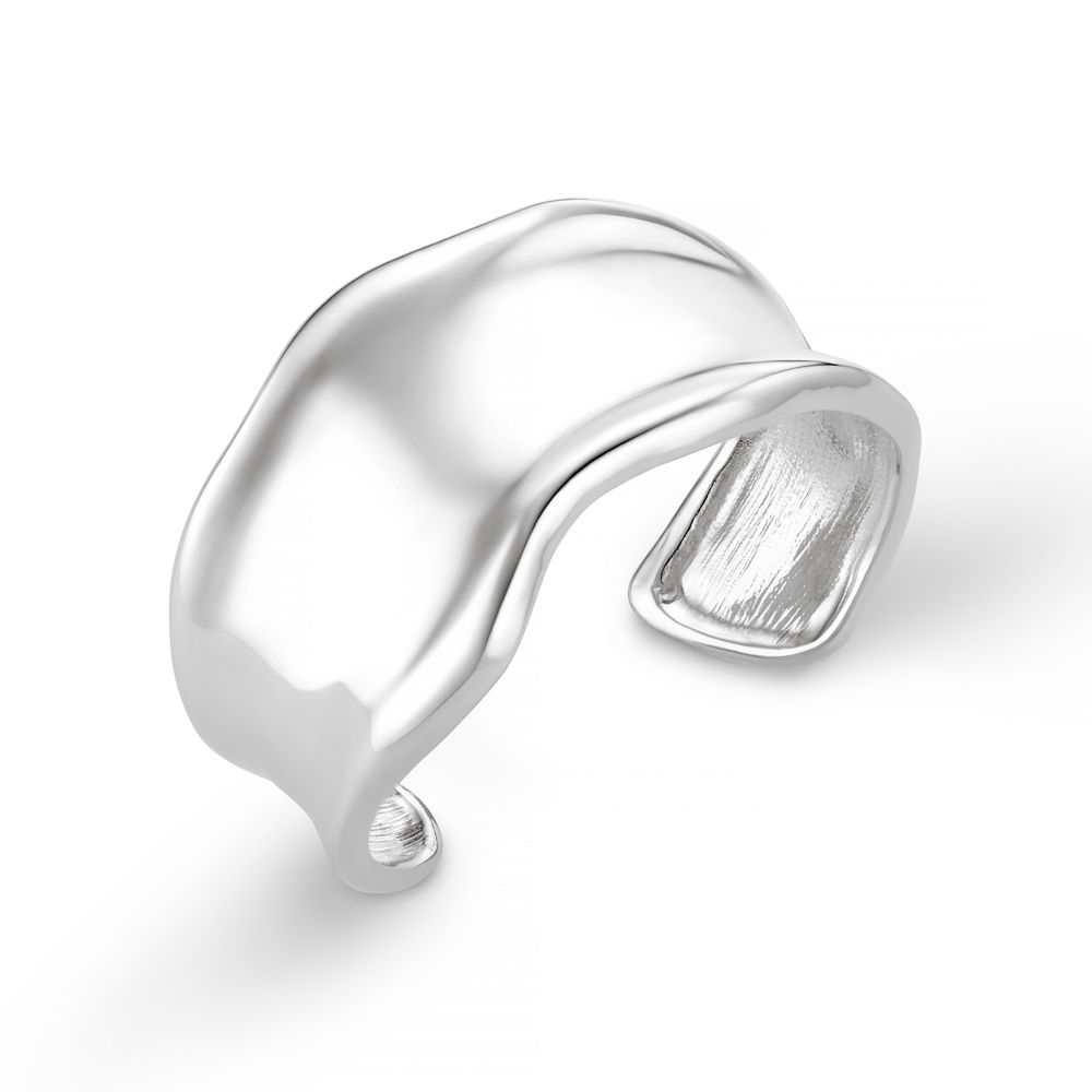 Bangle Statement Organic Molten Metal Cuff - Silver Orelia Jewellery