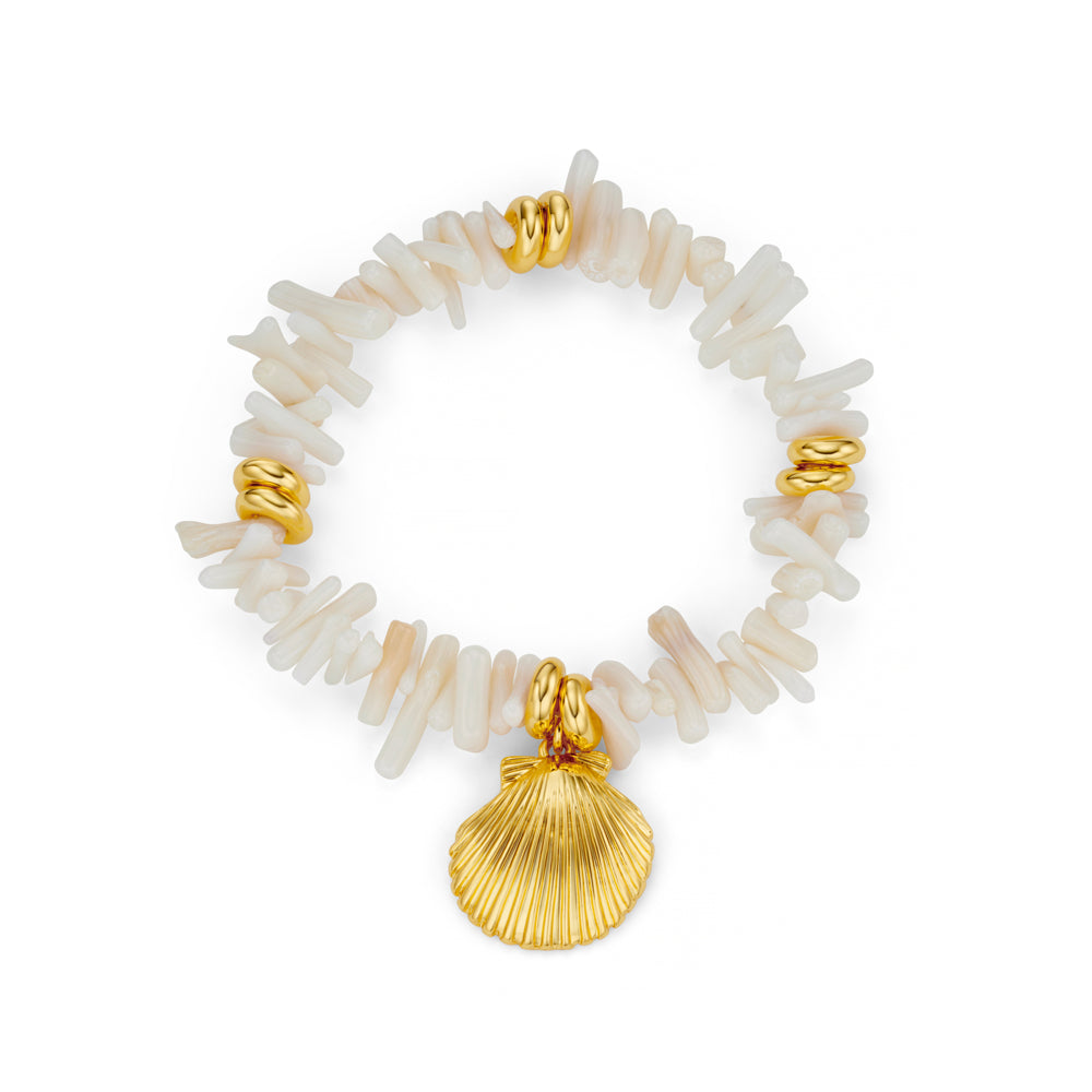 Beaded Bracelet Default Cream Coral Chip & Shell Bracelet Orelia Jewellery