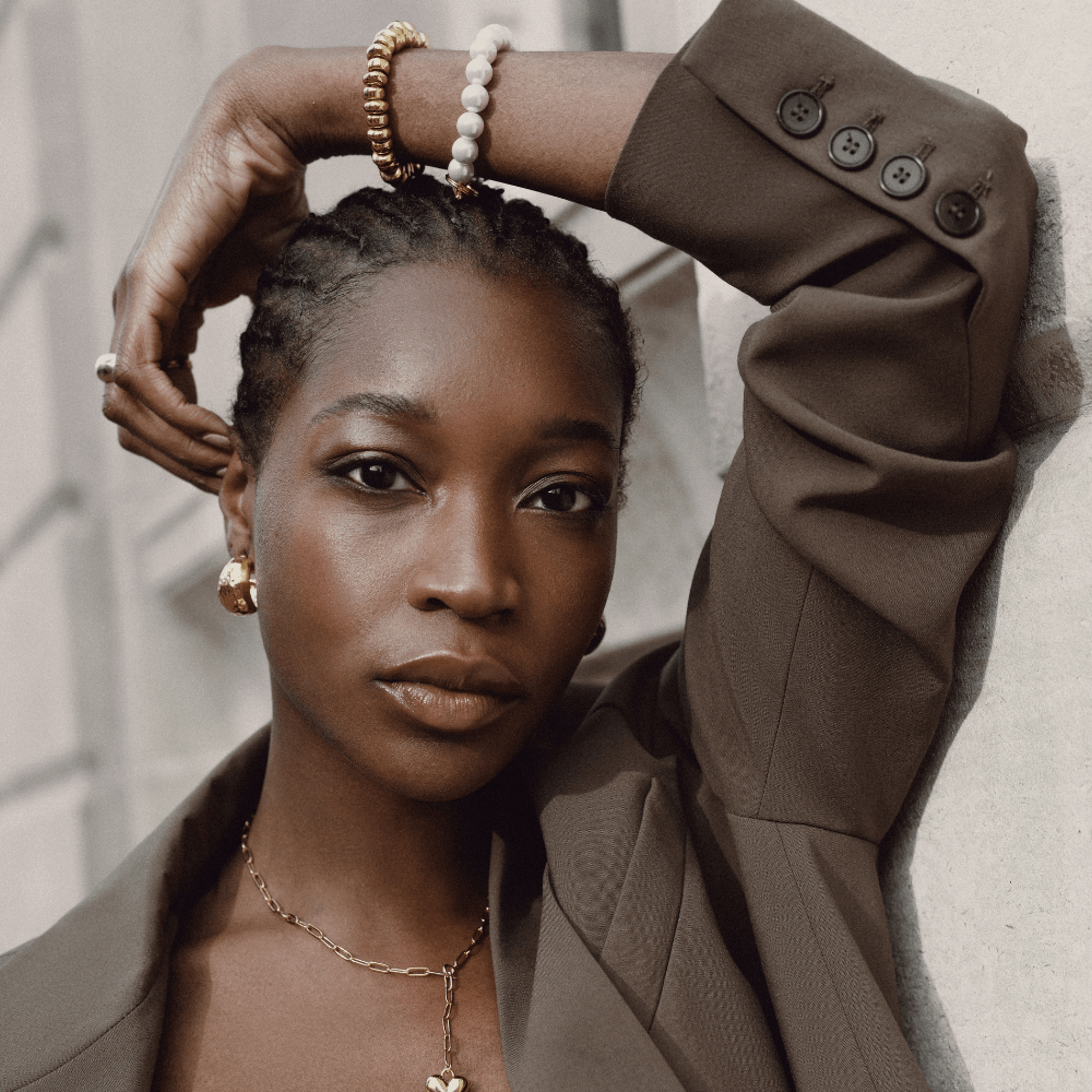 Beaded Bracelet Polished Metal Nugget Stretch Bracelet Orelia Jewellery