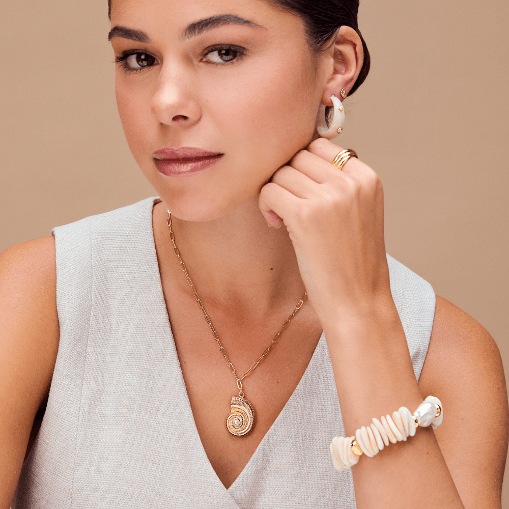 Beaded Bracelet Statement Chip & Stationed Pearl Bracelet Orelia Jewellery