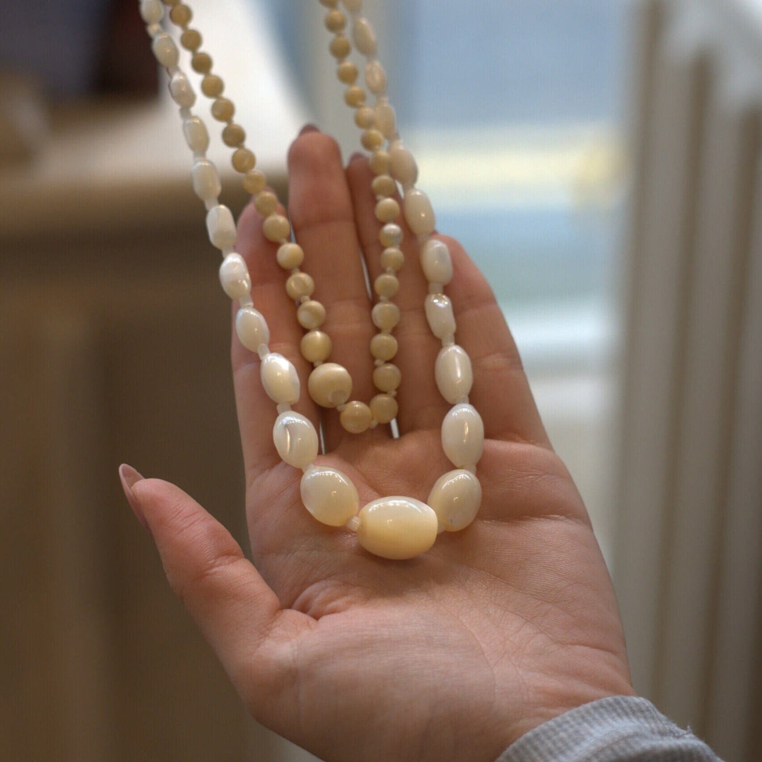 Beaded Necklace Default Vintage Mother Of Pearl Gradient Beaded Necklace Orelia Jewellery