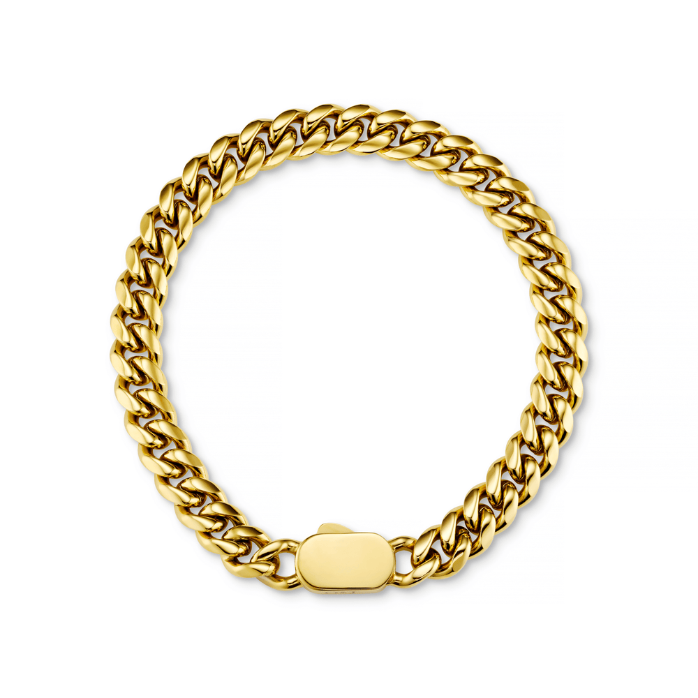Bracelets Chunky Flat Curb & Solid Clasp Bracelet - Gold Orelia Jewellery