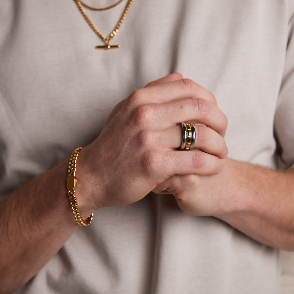 Bracelets Chunky Flat Curb & Solid Clasp Bracelet - Gold Orelia Jewellery