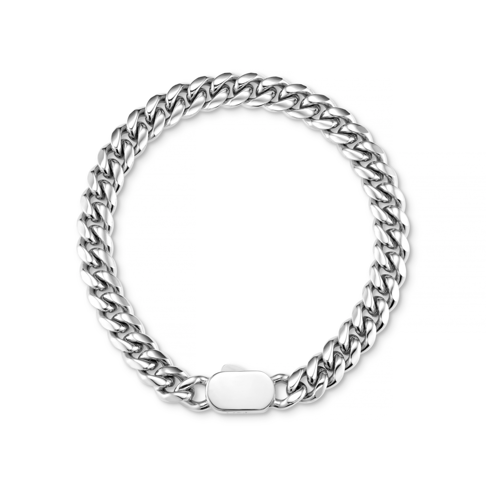 Bracelets Chunky Flat Curb & Solid Clasp Bracelet - Silver Orelia Jewellery