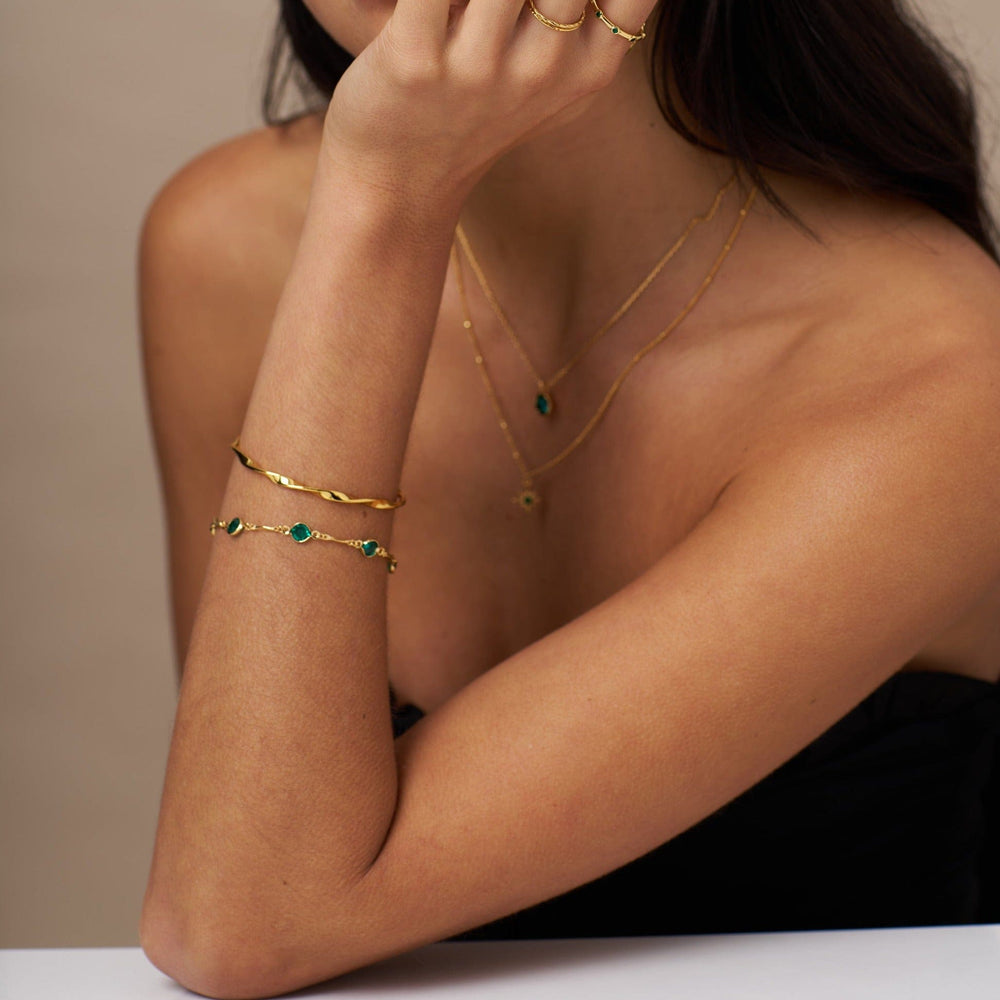 Bracelets Emerald & Bar Link Chain Bracelet Orelia Jewellery