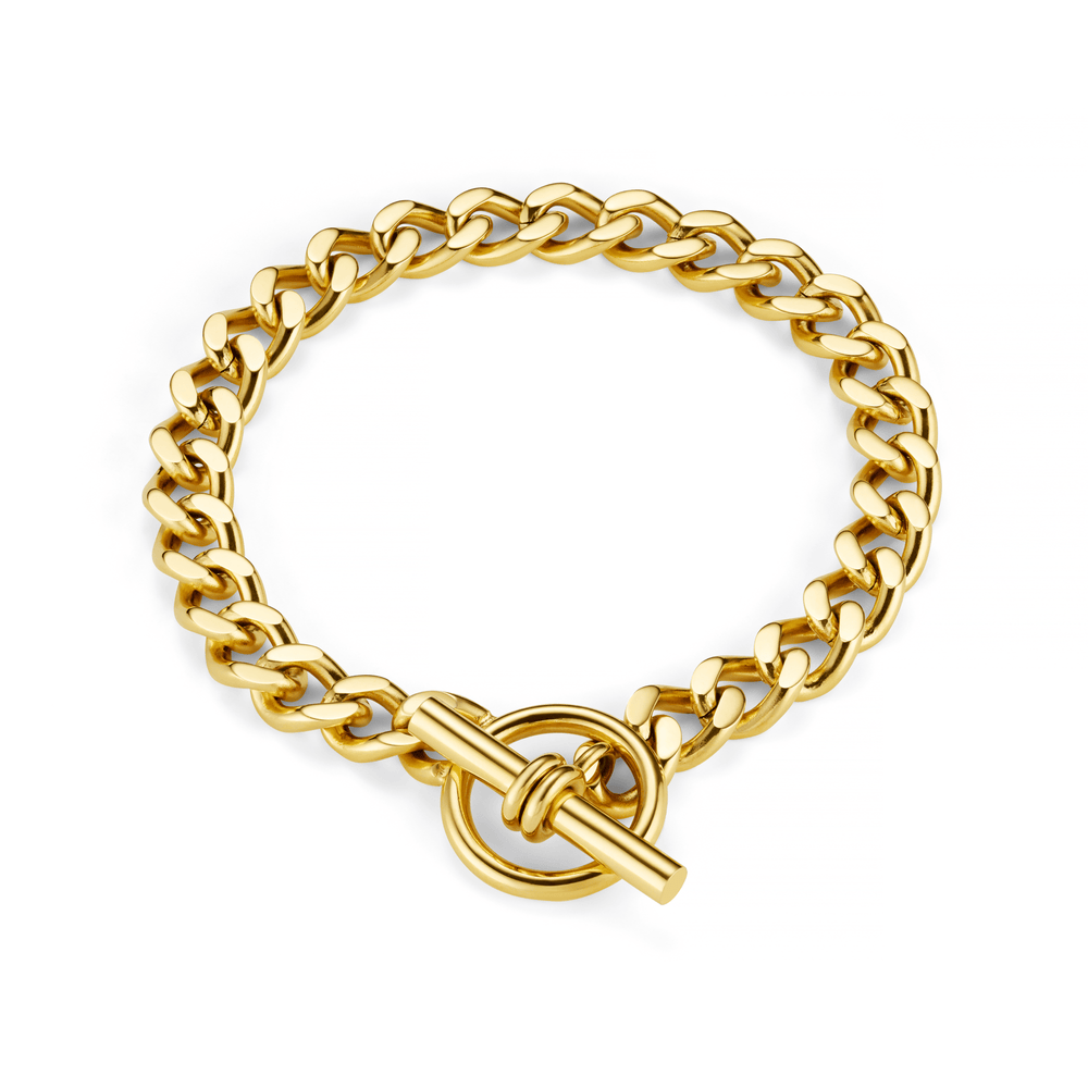 Bracelets LUXE Flat Curb T-Bar Bracelet - Gold Orelia Jewellery