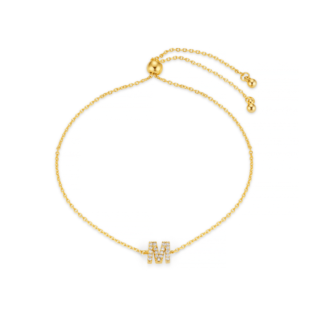 Bracelets M Pave Initial Slider Bracelet Orelia Jewellery