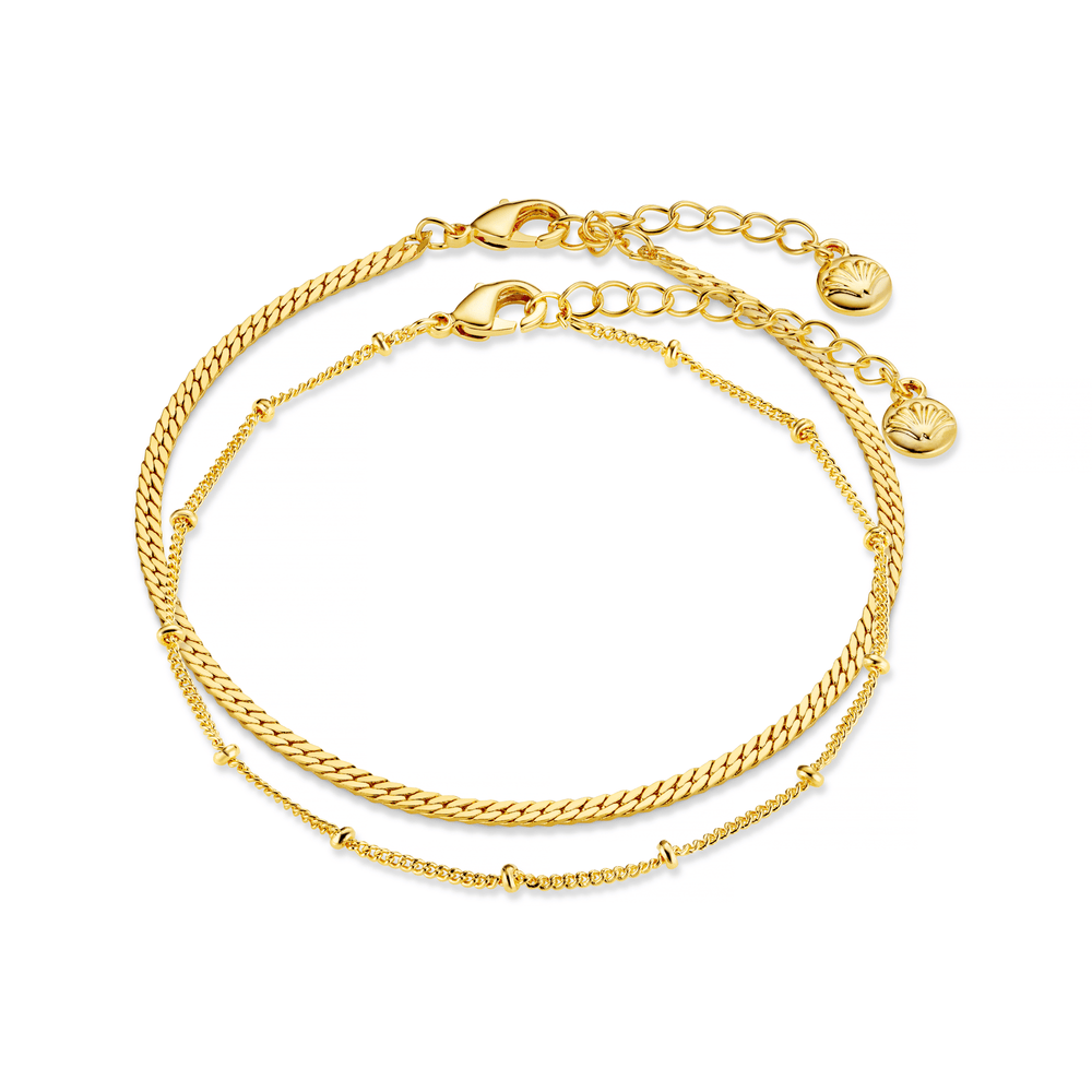 Bracelets Satellite & Flat Curb Bracelet Duo - Gold Orelia Jewellery