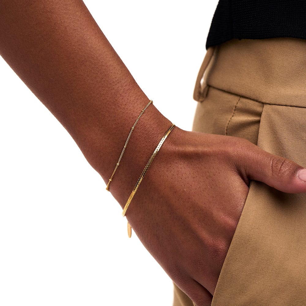 Bracelets Satellite & Flat Curb Bracelet Duo - Gold Orelia Jewellery