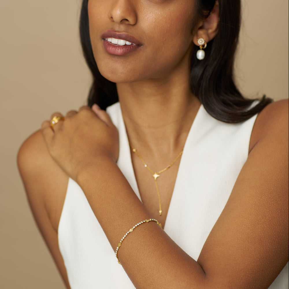 Chain Bracelet ONE Cupchain & Etched Detail Tennis Bracelet Orelia Jewellery