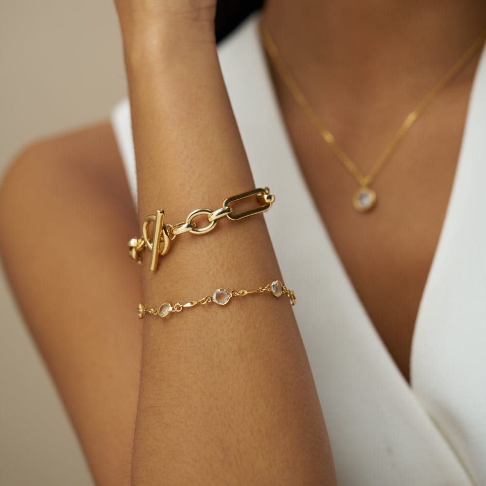 Chain Bracelet ONE Faceted Crystal & Link Chain Bracelet Orelia Jewellery