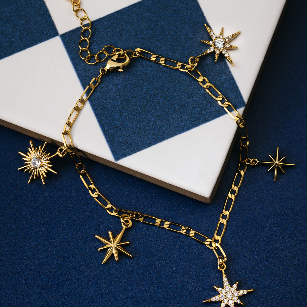 Chain Bracelet ONE Statement Starburst Charm Bracelet Orelia Jewellery