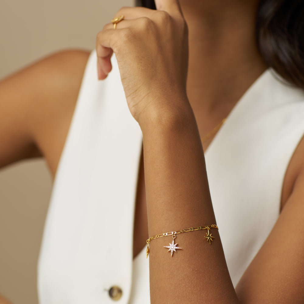 Chain Bracelet ONE Statement Starburst Charm Bracelet Orelia Jewellery