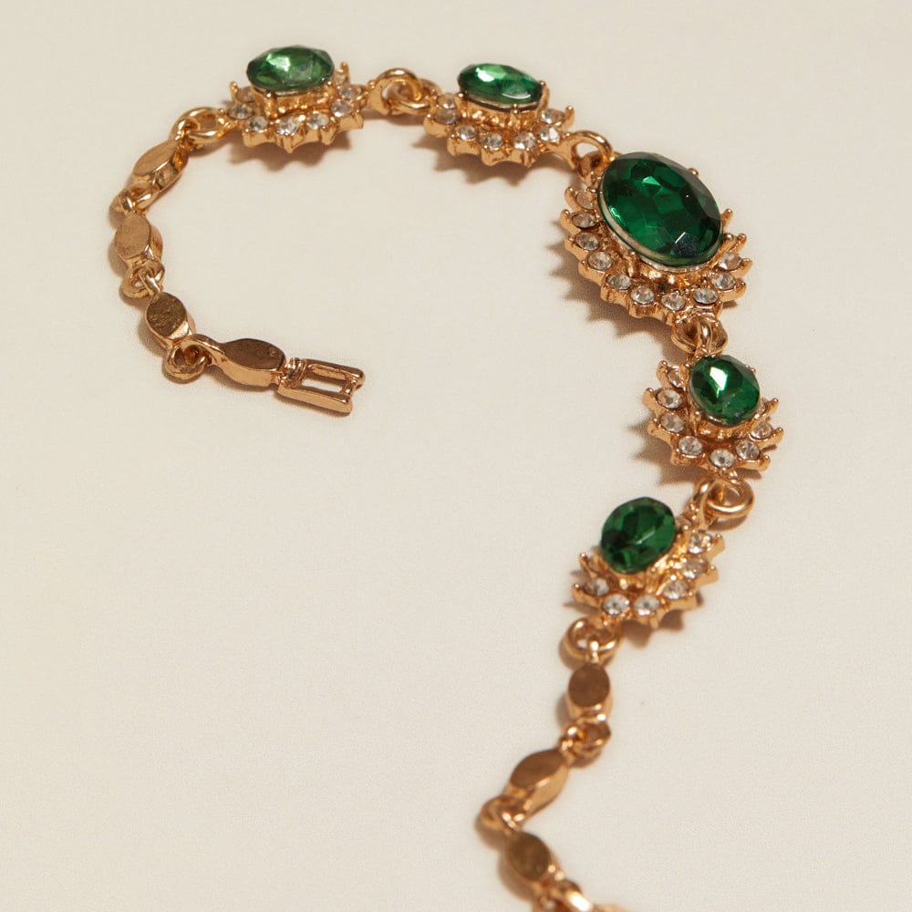 Chain Bracelet ONE Vintage Statement Green Crystal Bracelet Orelia Jewellery