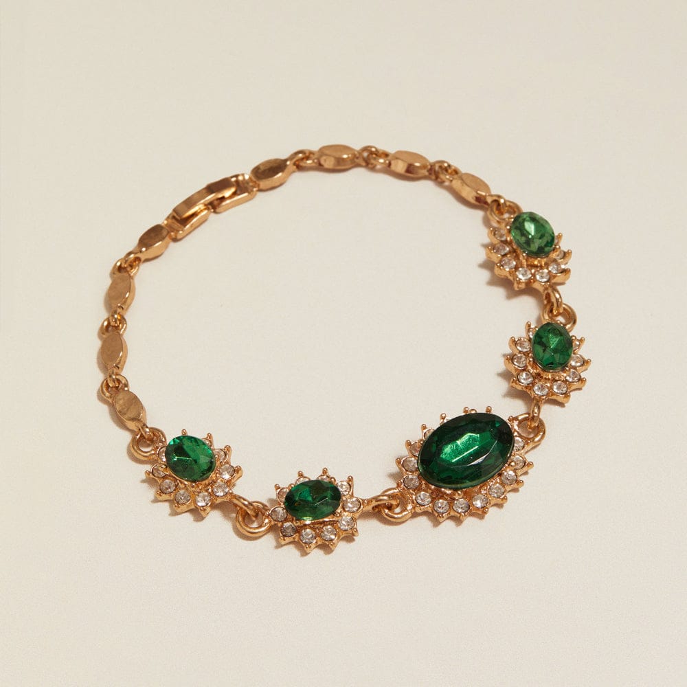 Chain Bracelet ONE Vintage Statement Green Crystal Bracelet Orelia Jewellery