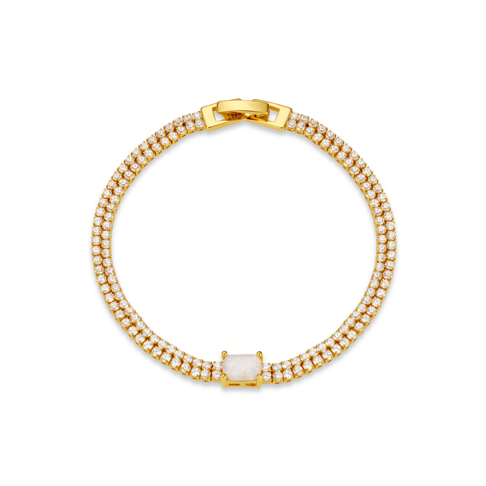 Chain Bracelet Opal & Crystal Double Row Tennis Bracelet Orelia Jewellery