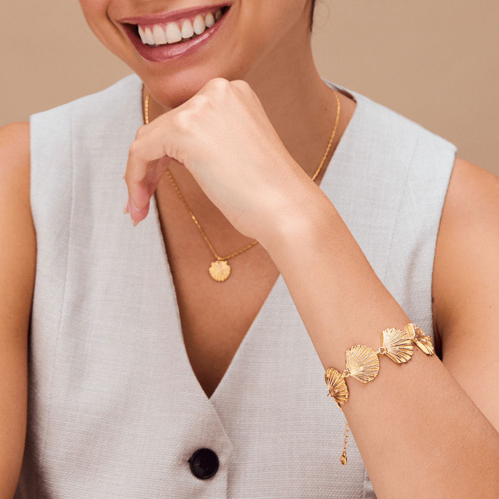 Chain Bracelet Statement Embellished Shell Bracelet Orelia Jewellery