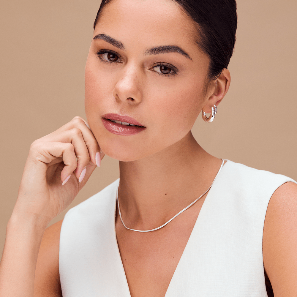 Chain Necklace LUXE Flat Snake Chain Necklace-Silver Orelia Jewellery