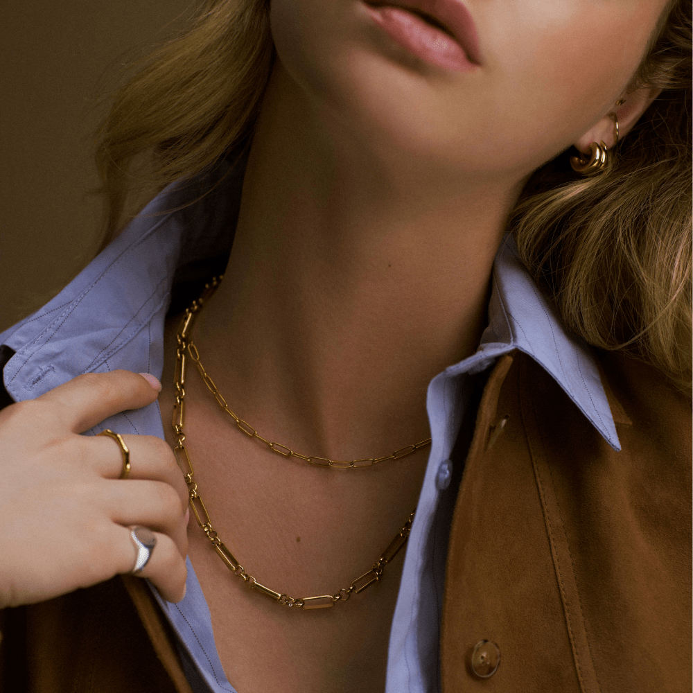 Chain Necklace LUXE Rectangular Open Link Chain Necklace Orelia Jewellery