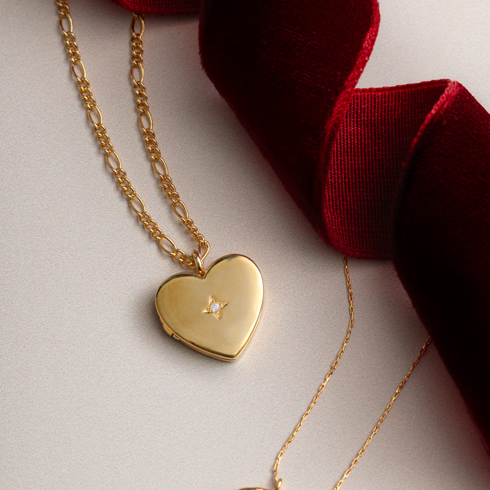 Chain Necklace ONE Crystal Heart Locket Necklace Orelia Jewellery