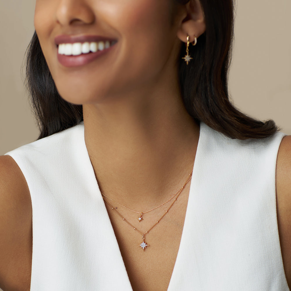 Chain Necklace ONE Pavé Starburst Satellite Chain Necklace Orelia Jewellery