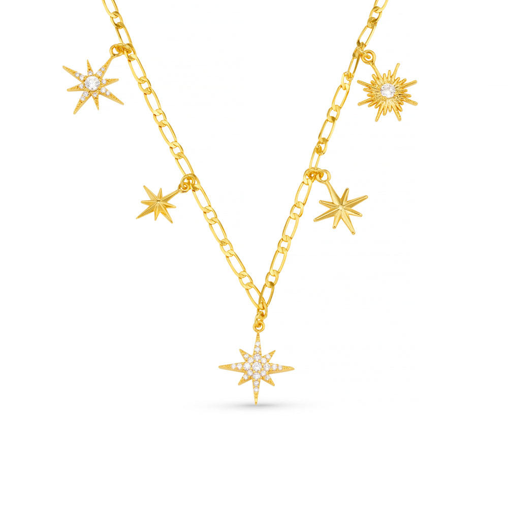 Chain Necklace ONE Statement Starburst Charm Drop Necklace Orelia Jewellery